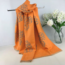 Load image into Gallery viewer, Animal Print Heart Reversible Winter Scarf | Orange