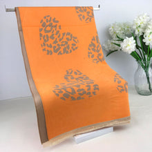 Load image into Gallery viewer, Animal Print Heart Reversible Winter Scarf | Orange