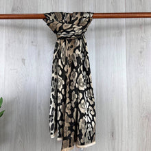 Load image into Gallery viewer, Fine Animal Print Scarf | Black