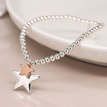 Load image into Gallery viewer, Two Tone Double Star Beaded Bracelet