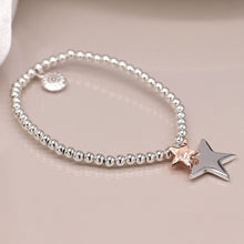 Load image into Gallery viewer, Two Tone Double Star Beaded Bracelet