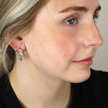 Load image into Gallery viewer, Staggered Crystal Hoop Earrings