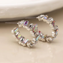 Load image into Gallery viewer, Staggered Crystal Hoop Earrings