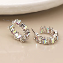 Load image into Gallery viewer, Staggered Crystal Hoop Earrings