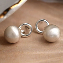 Load image into Gallery viewer, Worn Silver Hoop & Ball Drop Earring