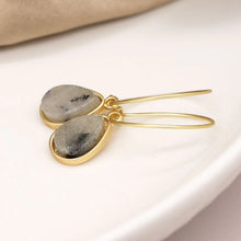 Load image into Gallery viewer, Fine Hoop & Agate Teardrop Earrings