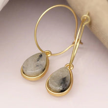 Load image into Gallery viewer, Fine Hoop & Agate Teardrop Earrings