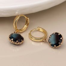 Load image into Gallery viewer, Smoked Faceted Glass Hoop Earrings