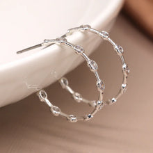 Load image into Gallery viewer, Bezel Set Crystal Open Hoop Earrings