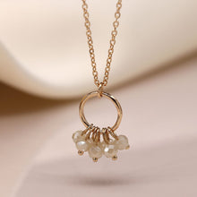 Load image into Gallery viewer, Golden Hoop Necklace With Crystal Bead Clusters