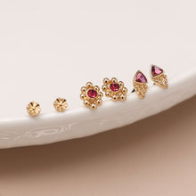Load image into Gallery viewer, Triple Stud Set Earrings With Pink Crystal