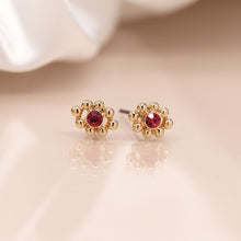 Load image into Gallery viewer, Triple Stud Set Earrings With Pink Crystal