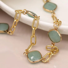 Load image into Gallery viewer, Gold Necklace With Aqua Stones