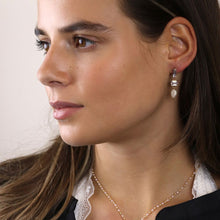 Load image into Gallery viewer, Crystal & Pearl Drop Earrings