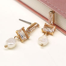 Load image into Gallery viewer, Crystal & Pearl Drop Earrings