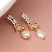 Load image into Gallery viewer, Crystal & Pearl Drop Earrings