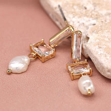 Load image into Gallery viewer, Crystal & Pearl Drop Earrings