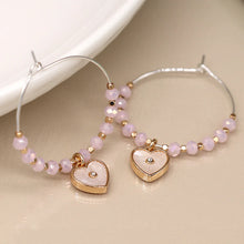 Load image into Gallery viewer, Wire Hoop Beaded Heart Earrings