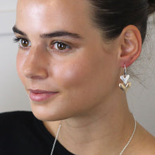 Load image into Gallery viewer, Two Tone Double Heart Drop Earring