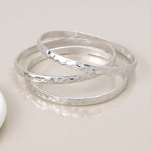 Load image into Gallery viewer, Hammered Worn Bangle Set