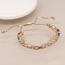 Load image into Gallery viewer, Multicoloured Crystal & Chain Bracelet