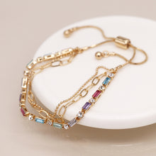 Load image into Gallery viewer, Multicoloured Crystal & Chain Bracelet