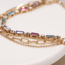 Load image into Gallery viewer, Multicoloured Crystal & Chain Bracelet