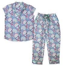 Load image into Gallery viewer, Blue & Red Paisley Flower Print Pyjamas