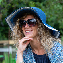 Load image into Gallery viewer, Navy Brim Stripe Sun Hat