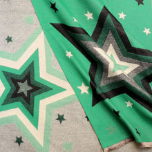 Load image into Gallery viewer, Green & Grey Bold Jacquard Star Print Scarf