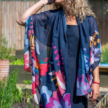Load image into Gallery viewer, Navy Blue Recycled Scarf With Tropical Edge