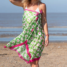 Load image into Gallery viewer, Silky Green Pansy Print Scarf