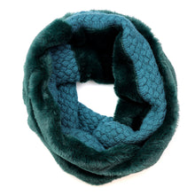 Load image into Gallery viewer, Teal Faux Fur & Knit Twist Snood