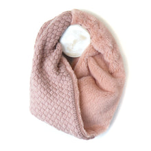 Load image into Gallery viewer, Pink Faux Fur & Knit Twist Snood