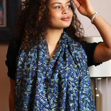 Load image into Gallery viewer, Recycled Blue Abstract Camouflage Print Scarf