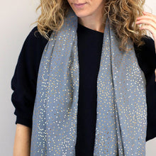 Load image into Gallery viewer, Dove Grey Scarf With Metallic Foil Speckle Print