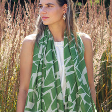 Load image into Gallery viewer, Green & Ecru Recycled Blend Scarf