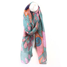 Load image into Gallery viewer, Blue & Pink Abstract Butterfly Recycled Blend Scarf