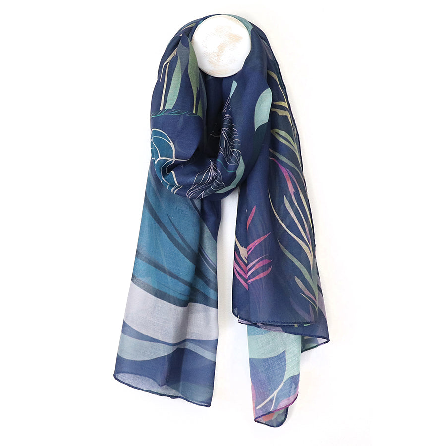 margarines hooded scarf blue フードスカーフ Sarahbel Silk Scarf Garden Blue サラベル シルクスカーフ