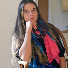 Load image into Gallery viewer, Recycled Blend Abstract Paint & Metallic Scarf