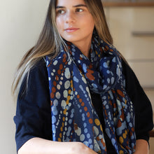 Load image into Gallery viewer, Blue Mix Painted Dotty Wave Print Scarf
