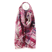 Load image into Gallery viewer, Raspberry Mix Paisley Leaf Print Scarf