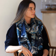 Load image into Gallery viewer, Blue Mix Paisley Leaf Print Scarf
