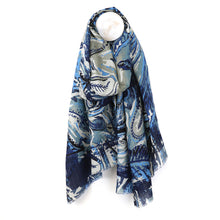 Load image into Gallery viewer, Blue Mix Paisley Leaf Print Scarf
