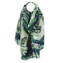 Load image into Gallery viewer, Green Mix Paisley Leaf Print Scarf