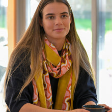 Load image into Gallery viewer, Lime & Coral Mix Retro Repeat Scarf