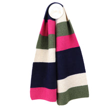 Load image into Gallery viewer, Pink, Khaki & Navy Mix Recycled Scarf