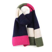 Load image into Gallery viewer, Pink, Khaki & Navy Mix Recycled Scarf