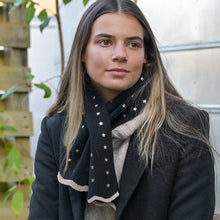 Load image into Gallery viewer, Black Recycled Blend Pull Through Stars Scarf