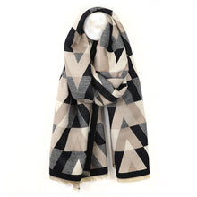 Load image into Gallery viewer, Black & Mushroom Mix Geometric Scarf